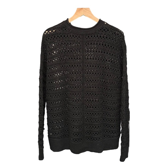 J BRAND / Flower Long-Sleeve Crochet Sweater / Black / Medium - Picture 4 of 9